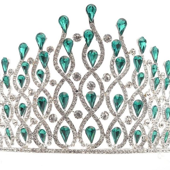 Quinceanera sweet 15 16 prom pageant tiara crown Green Austrian crystal … - Picture 6 of 7